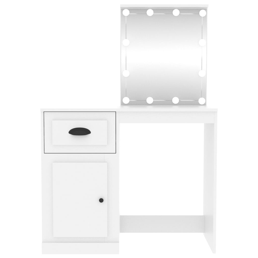 vidaXL Toaletka z LED, biała, 90x50x132,5 cm, materiał drewnopochodny