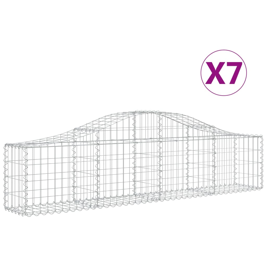 vidaXL Kosze gabionowe, 7 szt, 200x30x40/60 cm, galwanizowane żelazo