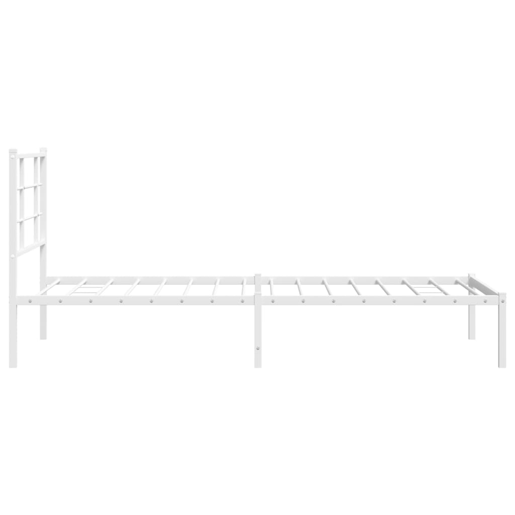 vidaXL Metalowa rama łóżka z wezgłowiem, biała, 90x200 cm