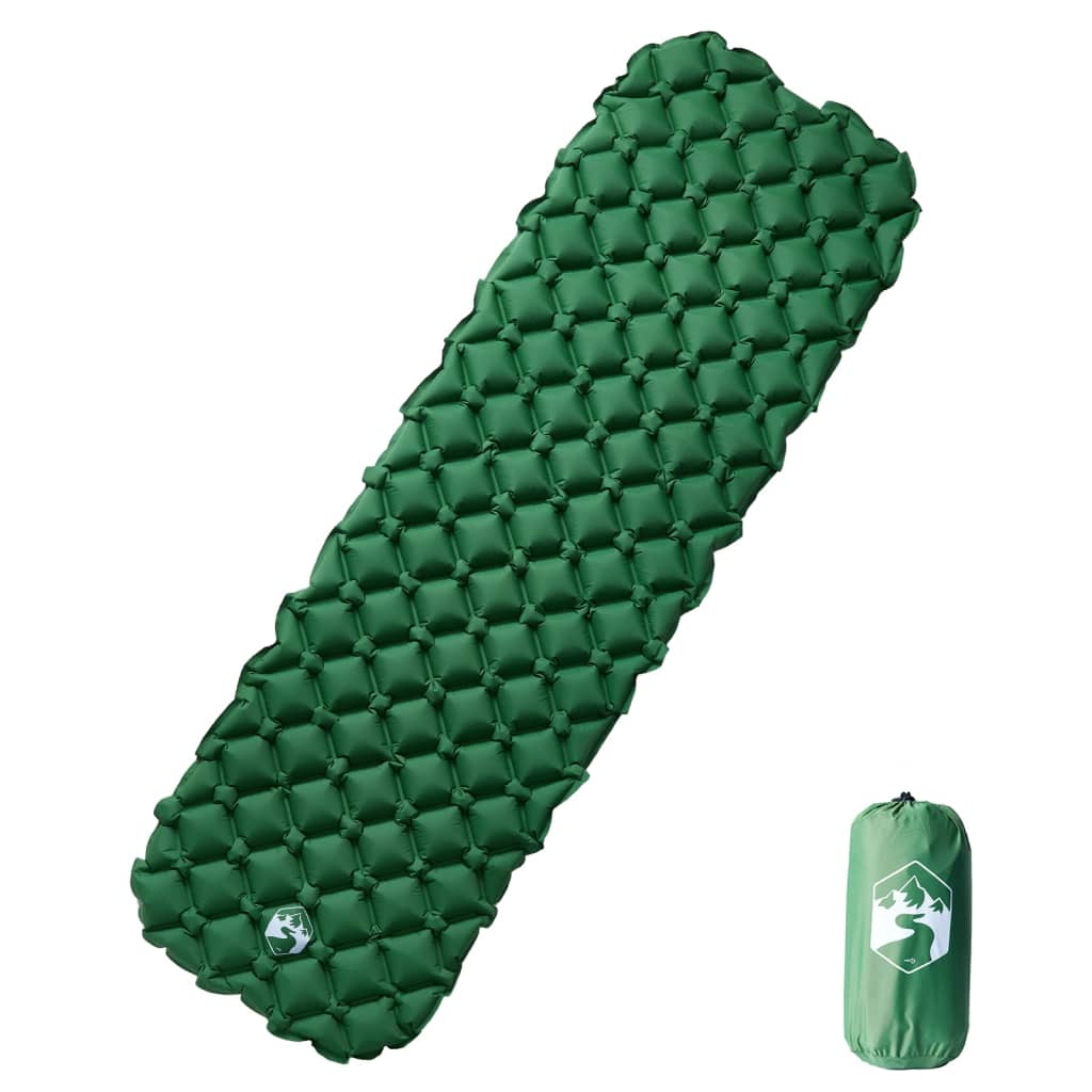vidaXL Dmuchany materac turystyczny, 1-osobowy, zielony, 190x58x6 cm