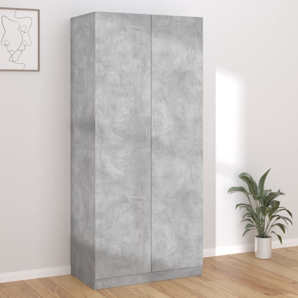 vidaXL Szafa, betonowa szarość, 90x52x200 cm, materiał drewnopochodny