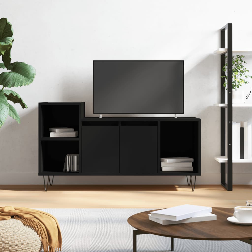 vidaXL Szafka pod TV, czarna, 100x35x55 cm, materiał drewnopochodny
