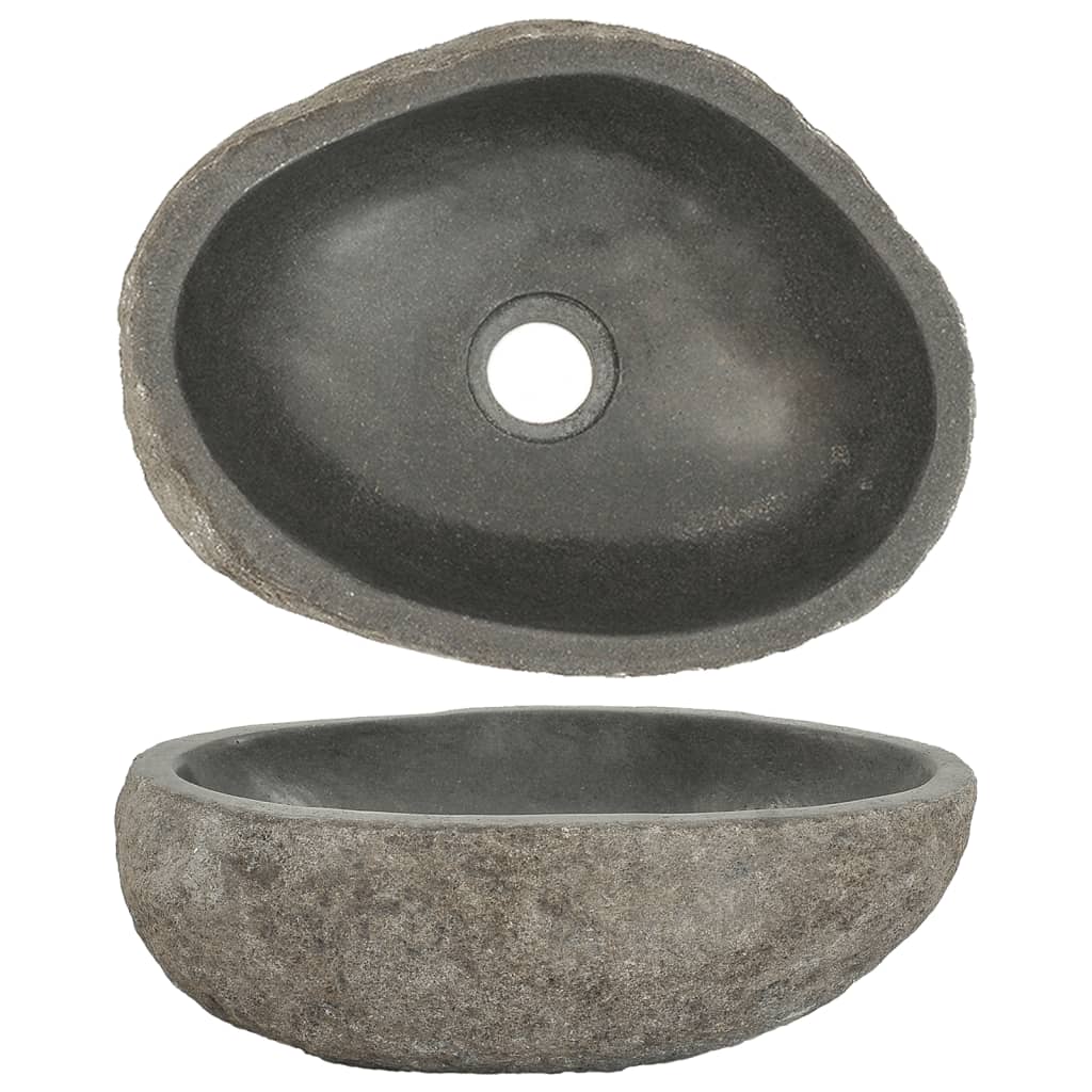 vidaXL Umywalka z kamienia rzecznego, owalna, (29-38)x(24-31) cm