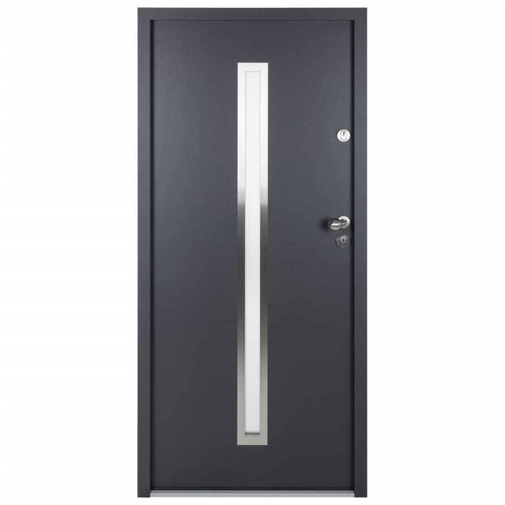 vidaXL Drzwi wejściowe, antracytowe, 90x200 cm, aluminium