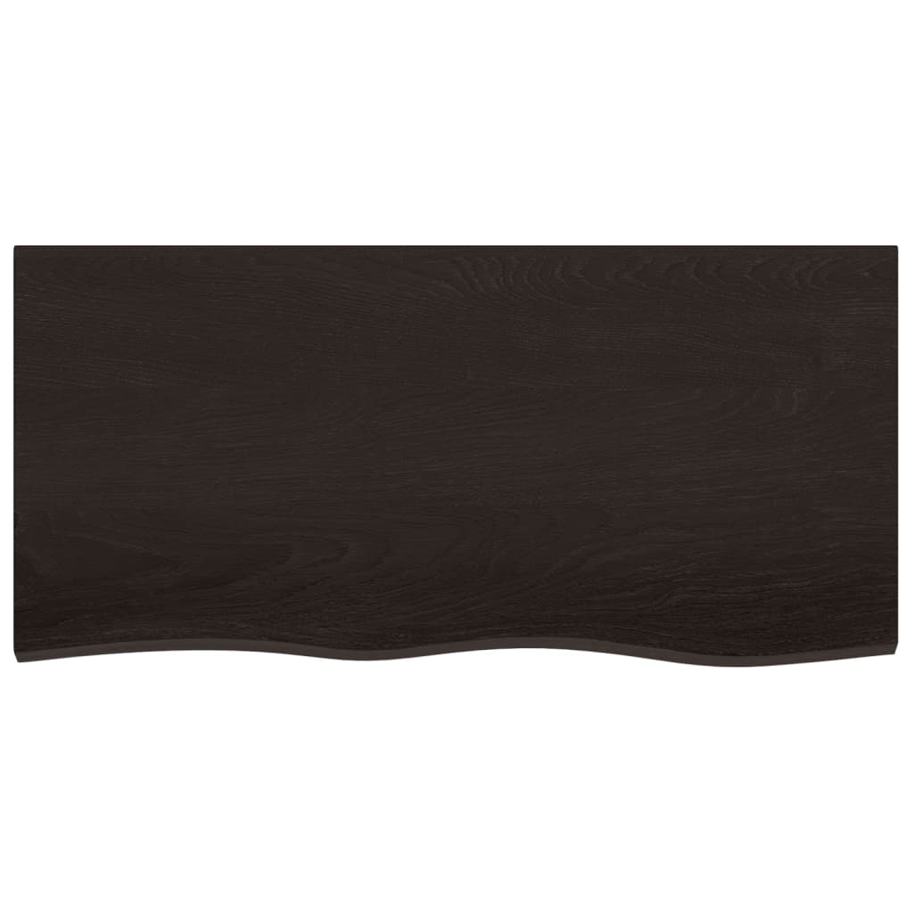 vidaXL Blat stołu, ciemnobrązowy, 100x50x(2-6) cm, lite drewno dębowe