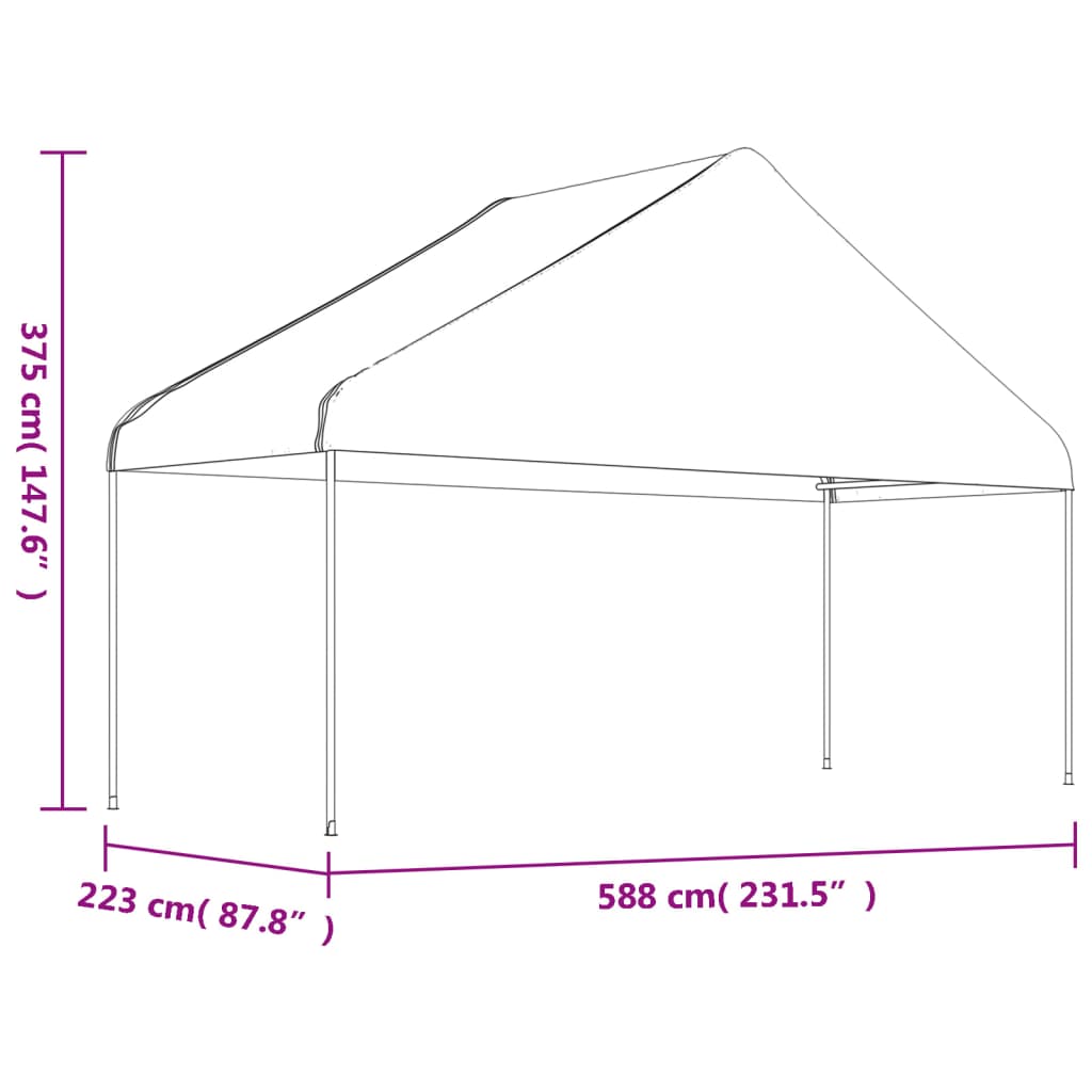 vidaXL Namiot ogrodowy z dachem, biały, 6,69x5,88x3,75 m, polietylen