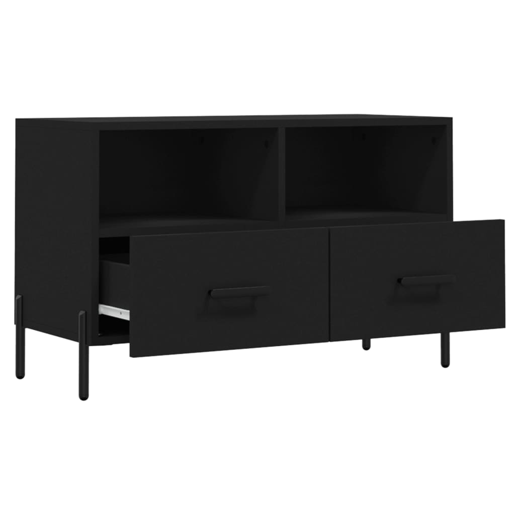 vidaXL Szafka pod TV, czarna, 80x36x50 cm, materiał drewnopochodny