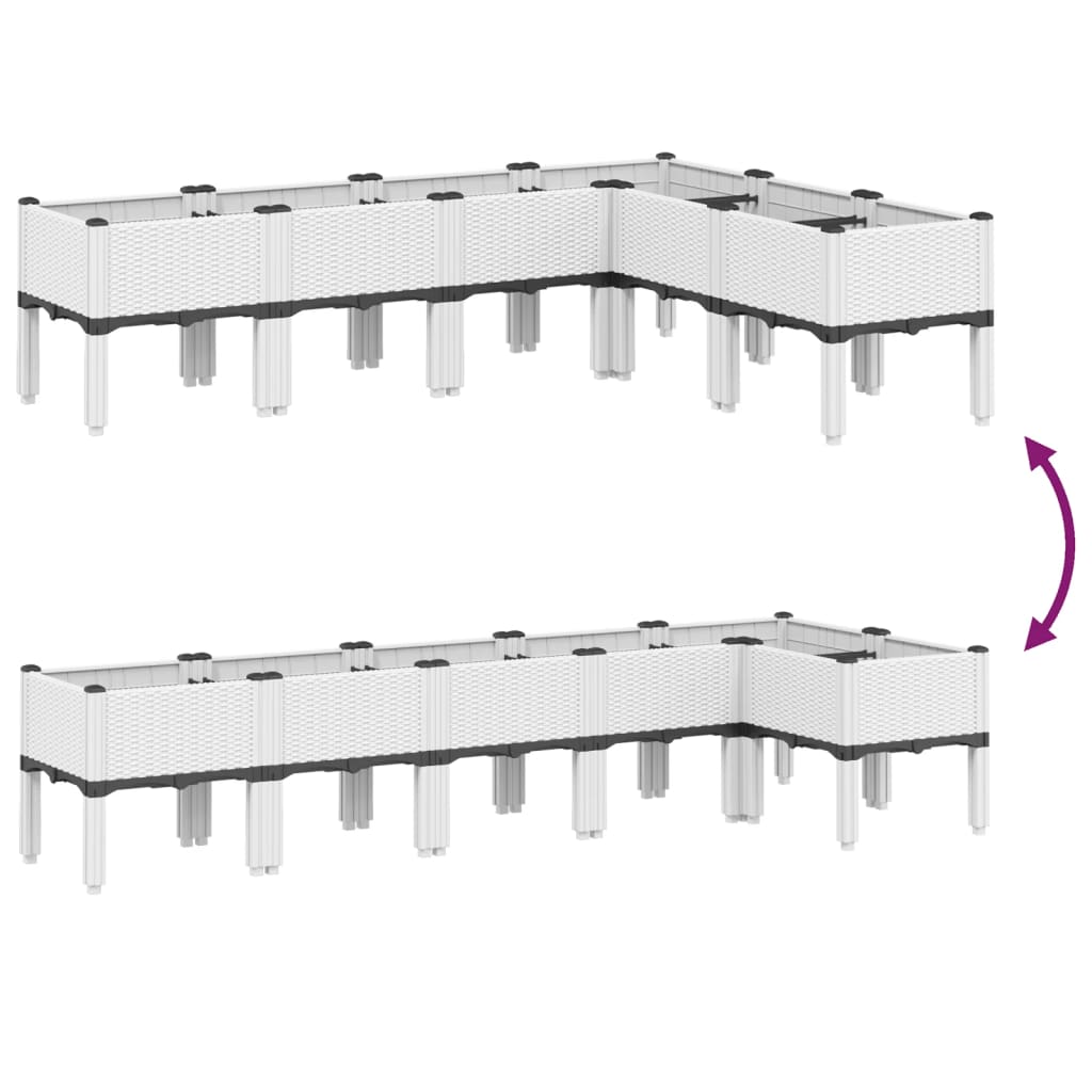 vidaXL Donica ogrodowa z nóżkami, biała, 160x120x42 cm, PP