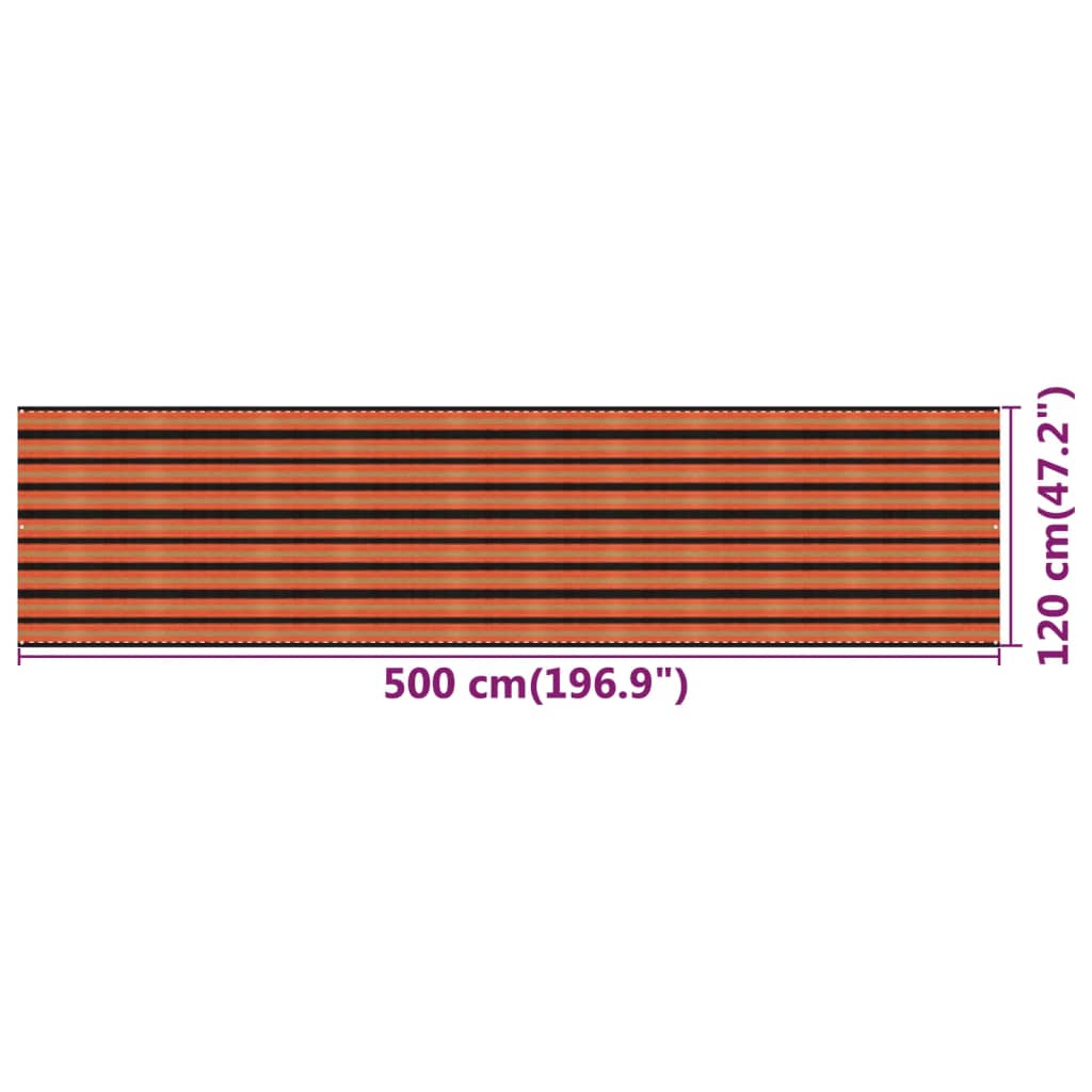 vidaXL Parawan balkonowy, kolorowy, 120x500 cm, HDPE