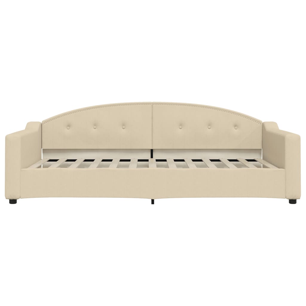 vidaXL Sofa rozsuwana z szufladami, kremowa, 100x200 cm, tkanina