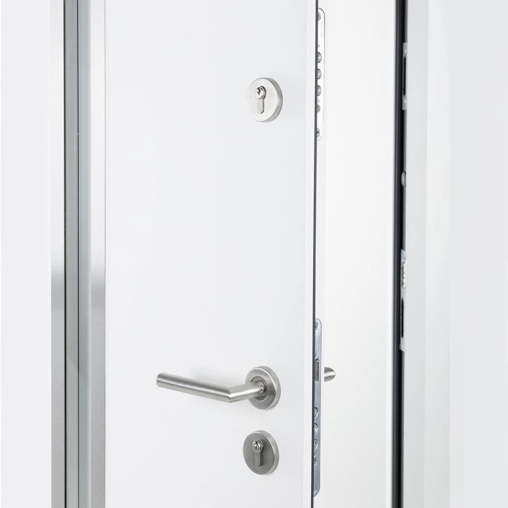 vidaXL Drzwi wejściowe, białe, 110x207,5 cm, aluminium