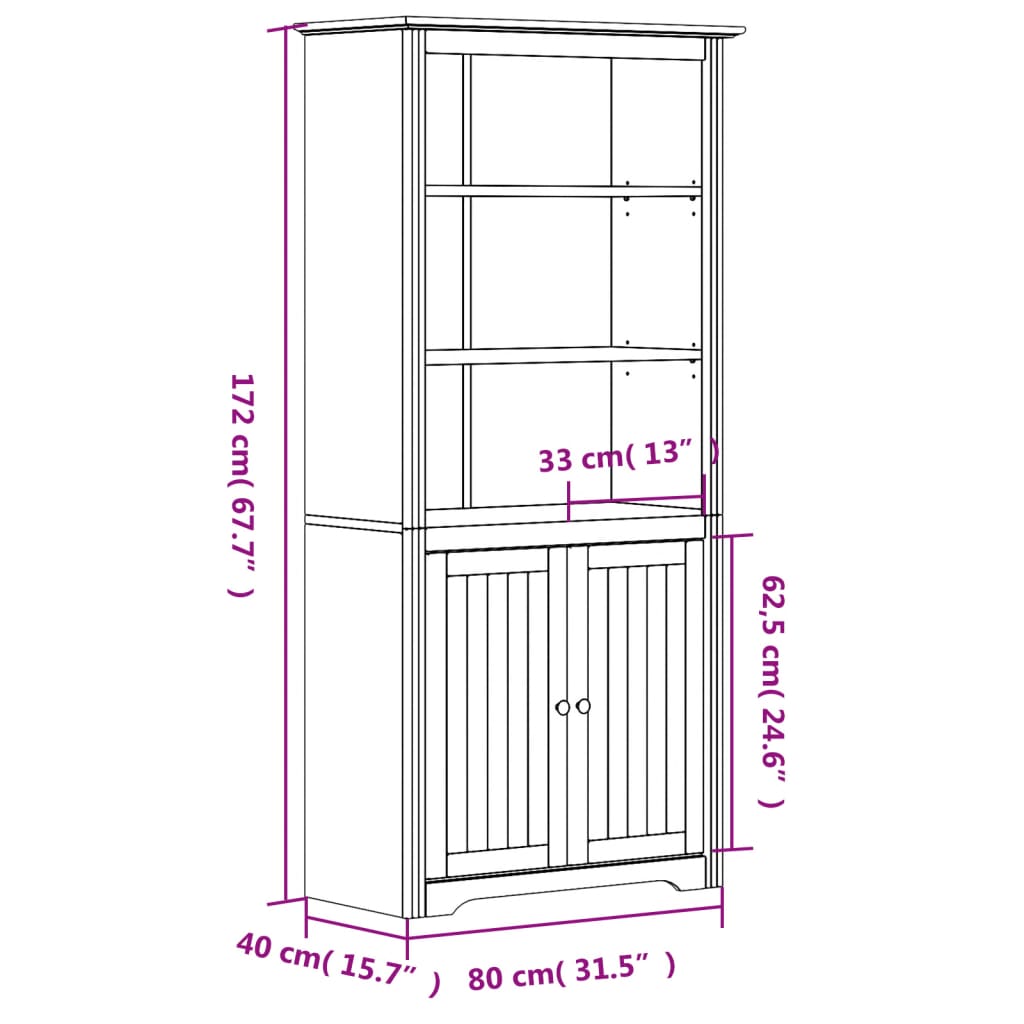 vidaXL Biblioteczka BODO, szara, 82x40x173 cm, lite drewno sosnowe