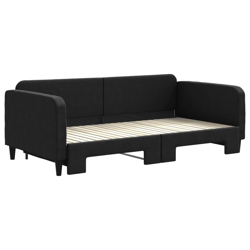 vidaXL Sofa rozsuwana, czarna, 100x200 cm, tkanina