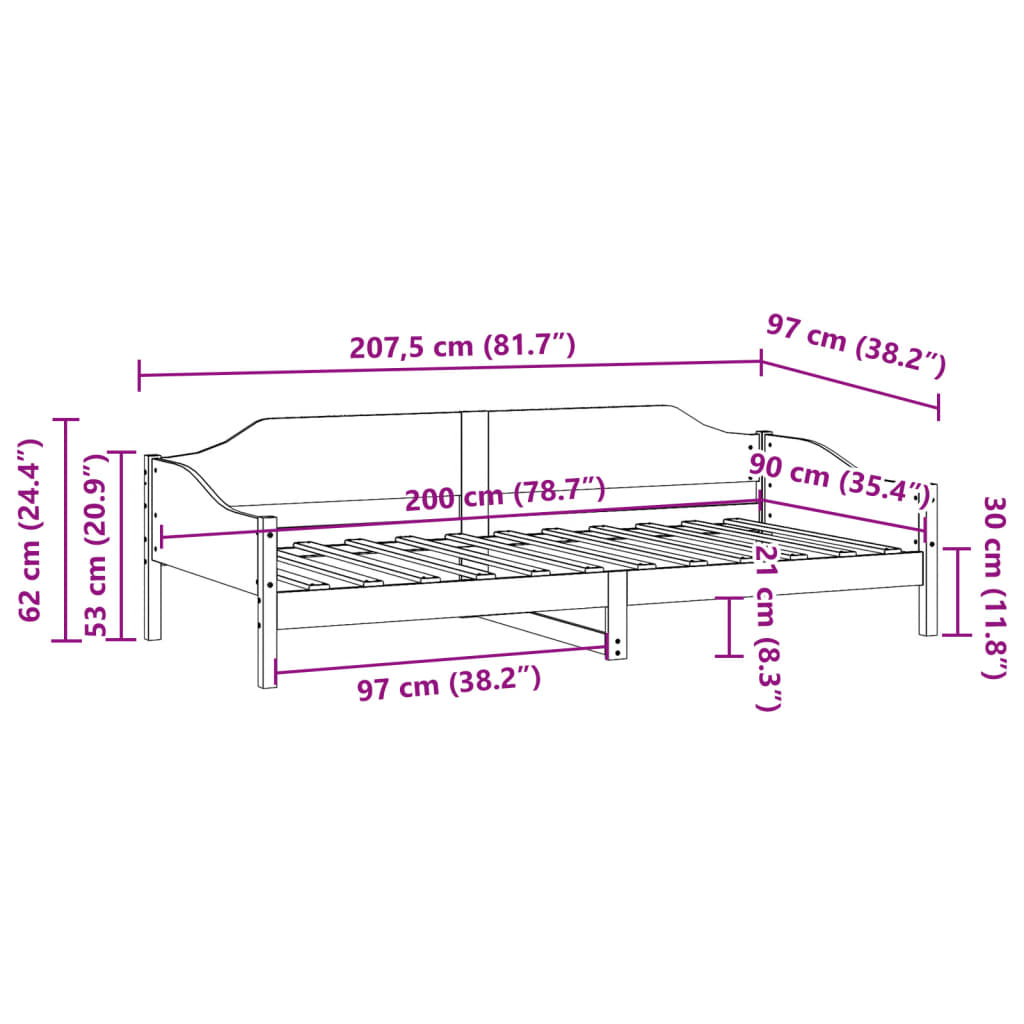 vidaXL Rama łóżka bez materaca, biała, 90x200 cm, lite drewno sosnowe