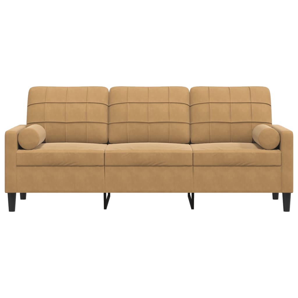 vidaXL 3-osobowa sofa z poduszkami, brązowa, 180 cm, aksamit