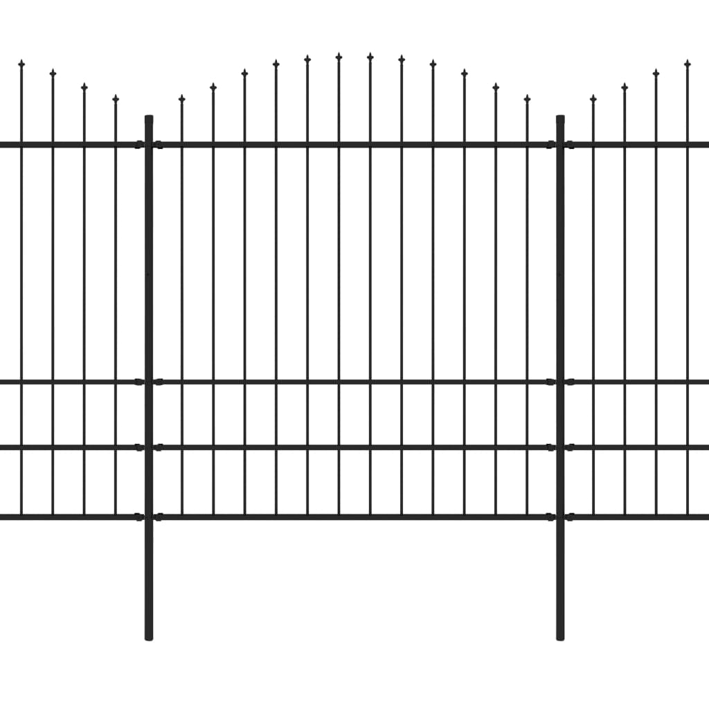 vidaXL Panele ogrodzeniowe z grotami, stal, (1,75-2) x 6,8 m, czarne