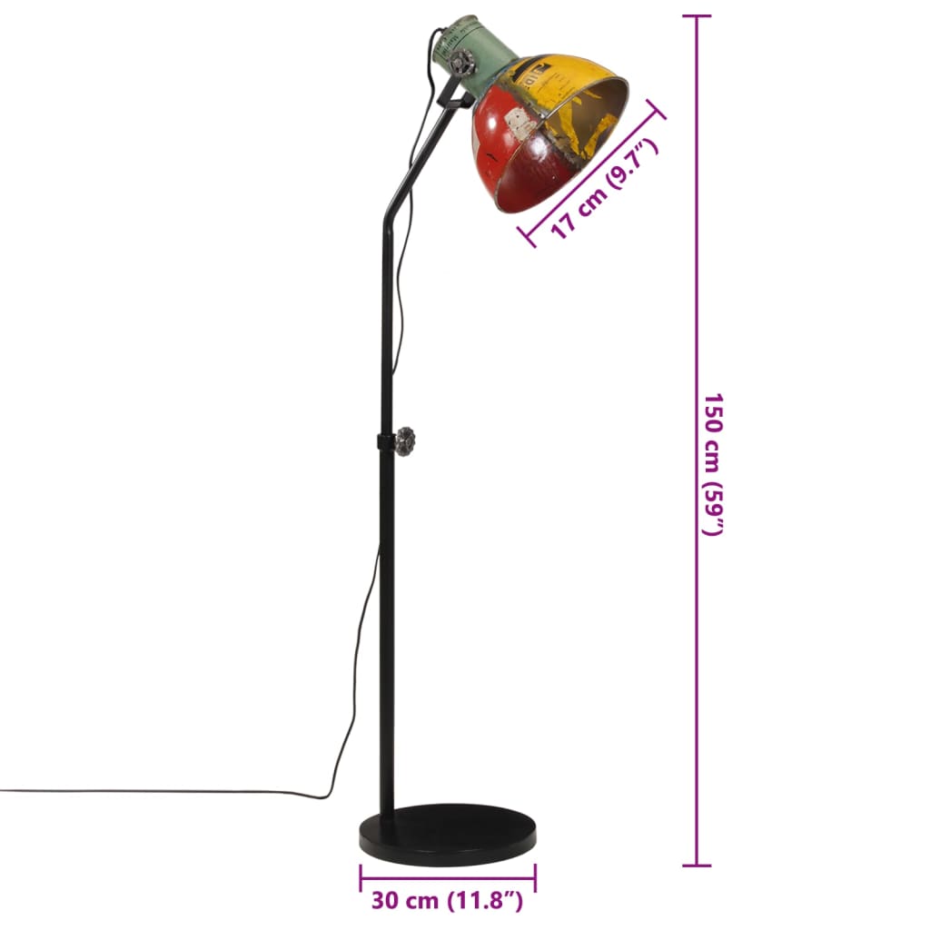 vidaXL Lampa stojąca, 25 W, wielokolorowa, 30x30x90-150 cm, E27