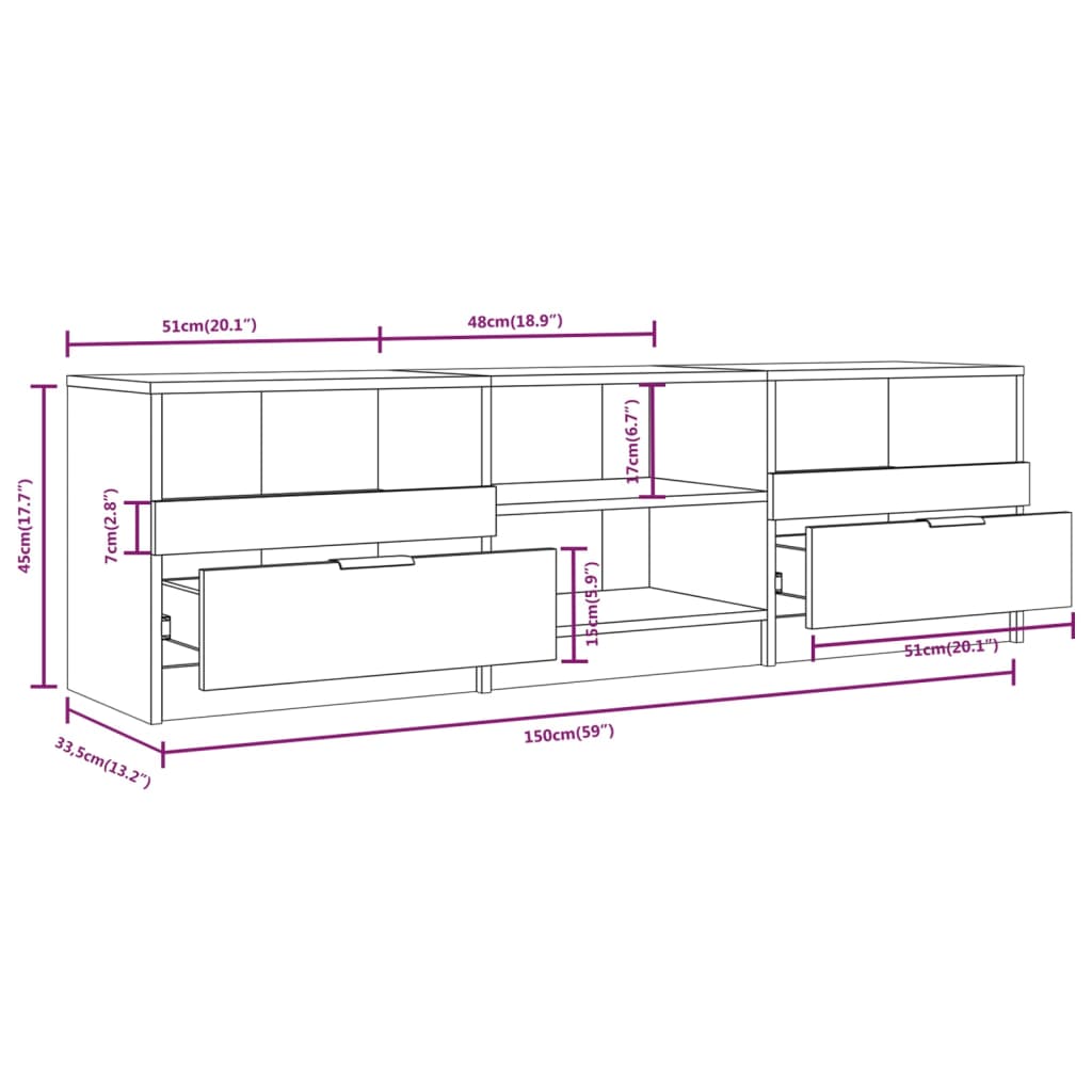 vidaXL Szafka pod telewizor, czarna, 150x33,5x45 cm