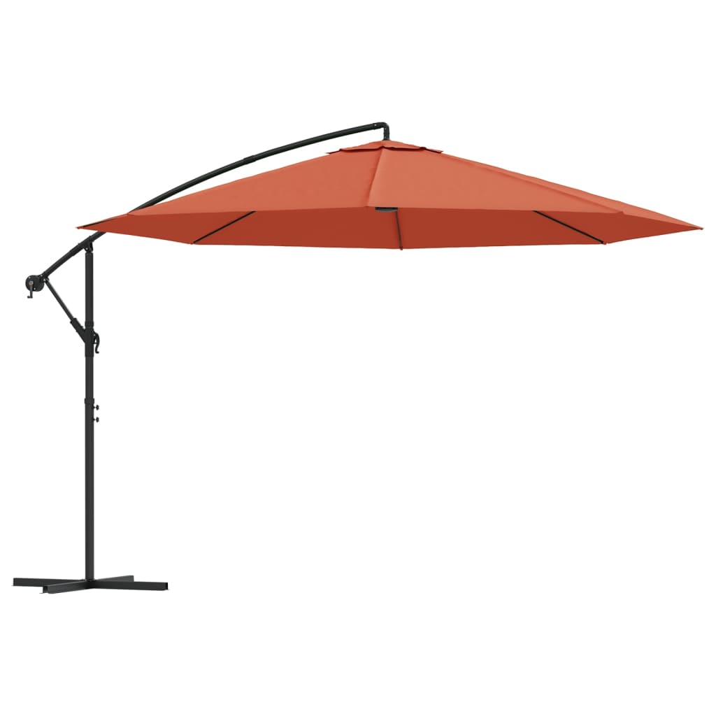 vidaXL Parasol wiszący z aluminiowym słupkiem, 350 cm, terakotowy