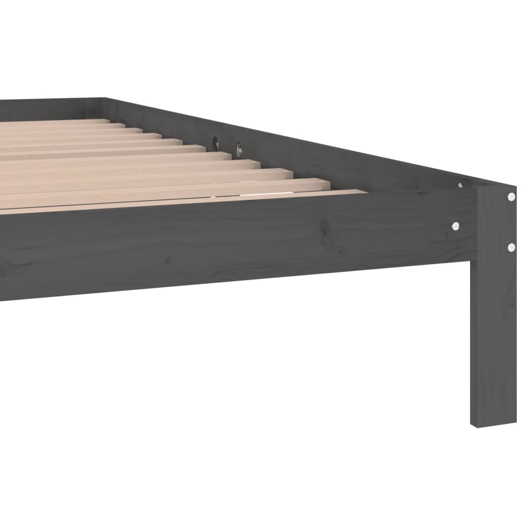 vidaXL Rama łóżka, szara, lite drewno sosnowe, 200 x 200 cm