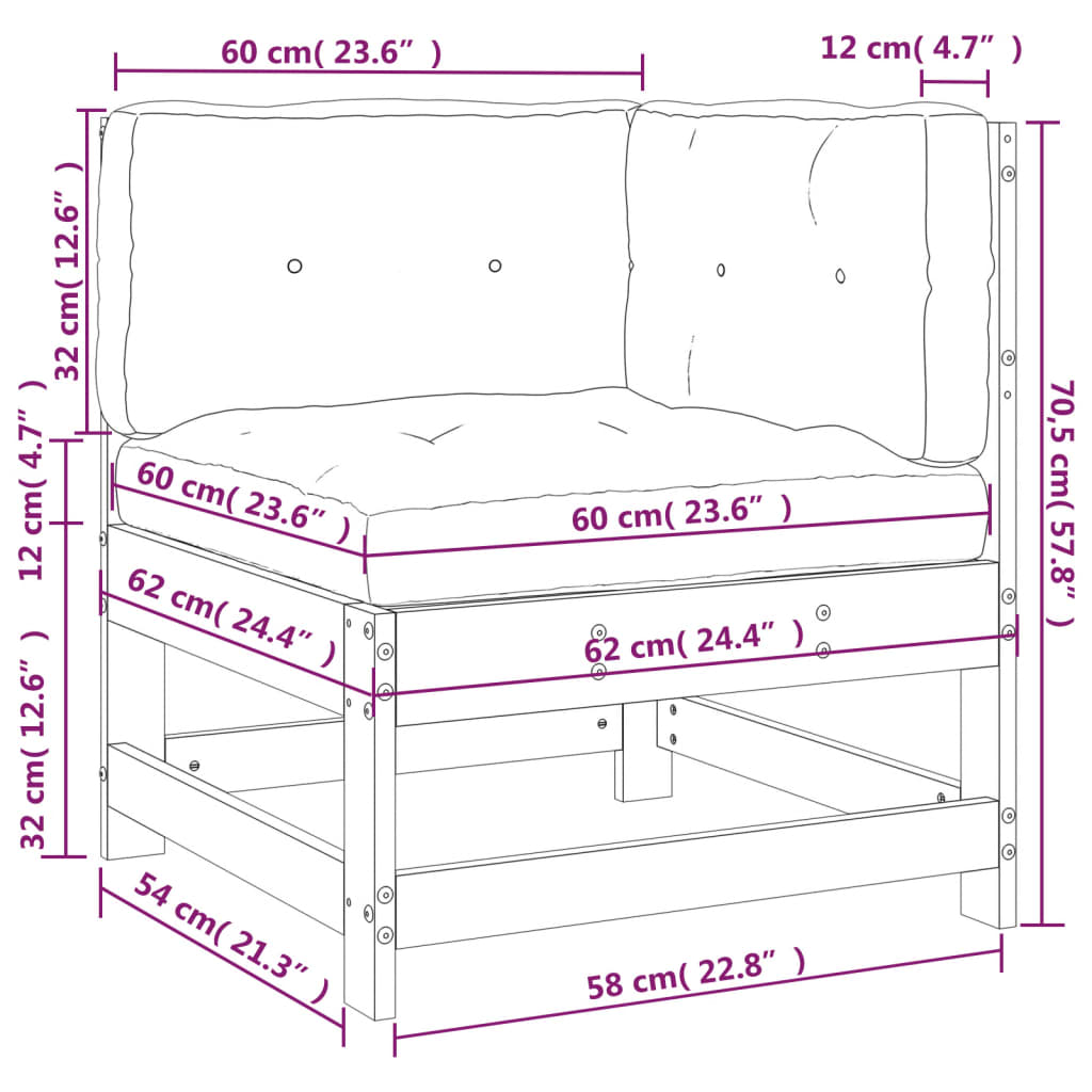 vidaXL Siedzisko narożne z poduszkami, białe, lite drewno sosnowe