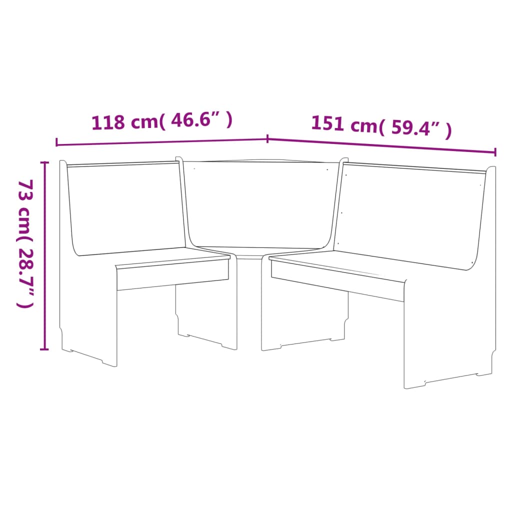 vidaXL Ławka narożnikowa REINE, 151 cm, lite drewno sosnowe, biała