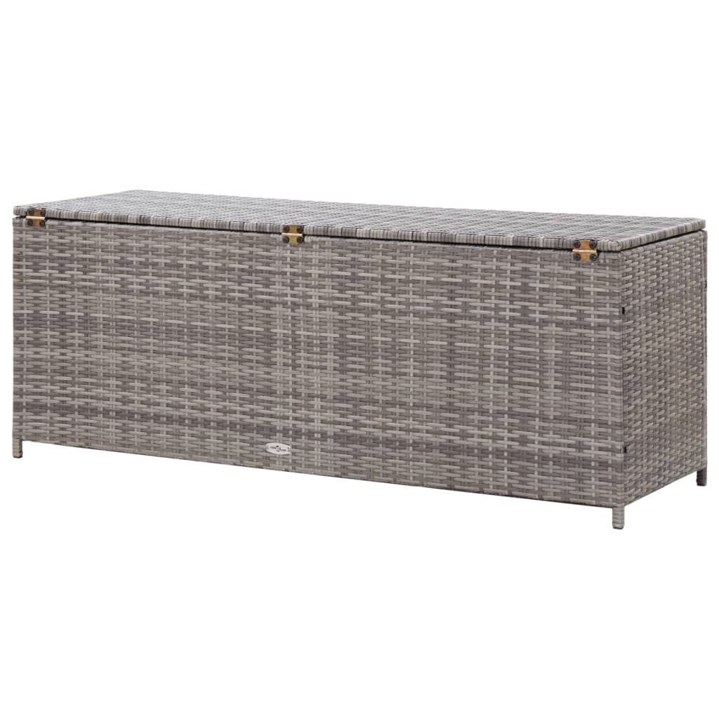 vidaXL Skrzynia ogrodowa, szara, 150 x 50 x 60 cm, rattan PE