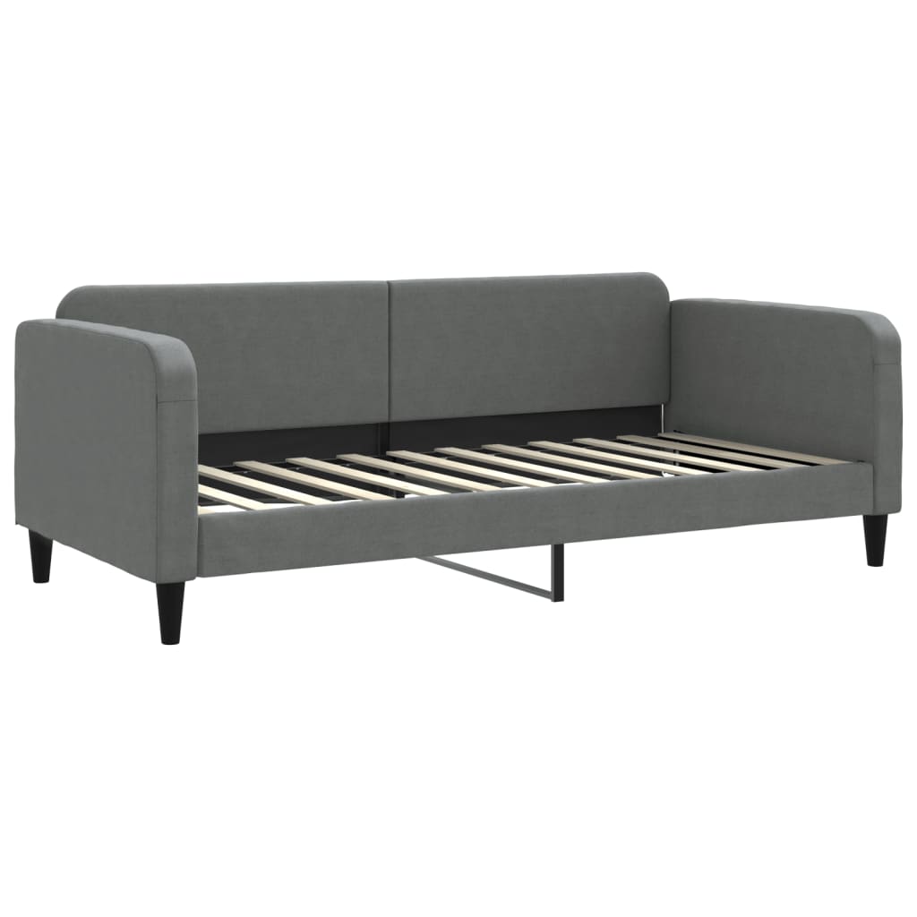 vidaXL Sofa rozsuwana z szufladami, ciemnoszara, 90x200 cm, tkanina