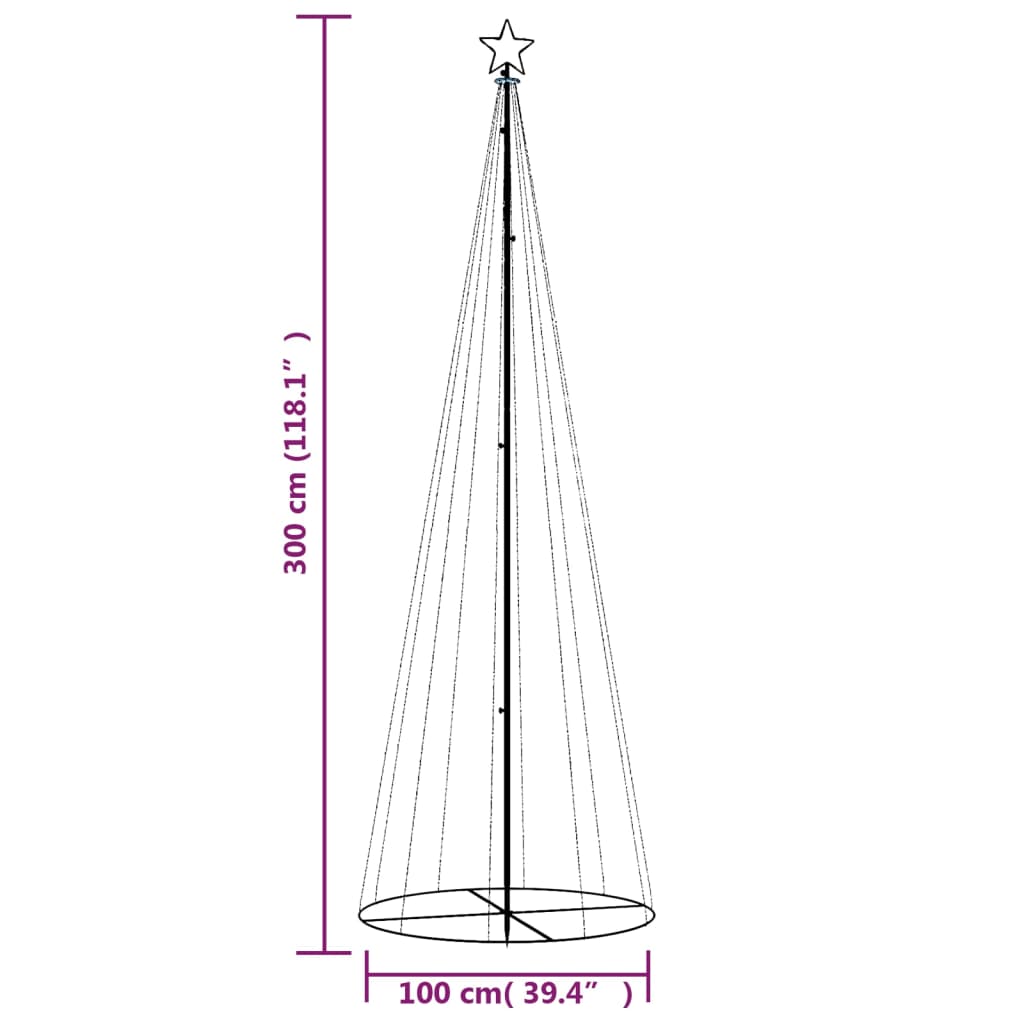 vidaXL Choinka stożkowa, 310 kolorowych diod LED, 100x300 cm