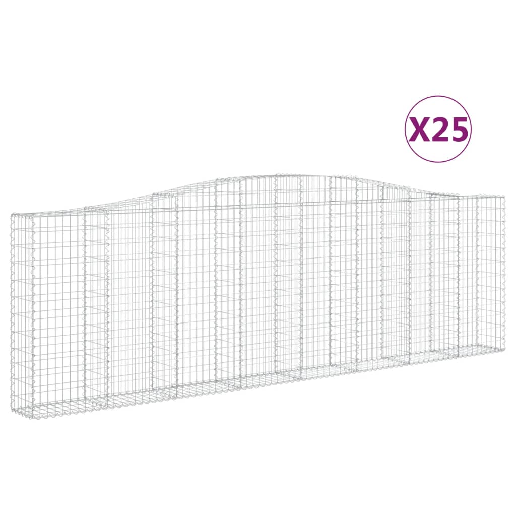 vidaXL Kosze gabionowe, 25 szt, 400x30x120/140cm, galwanizowane żelazo