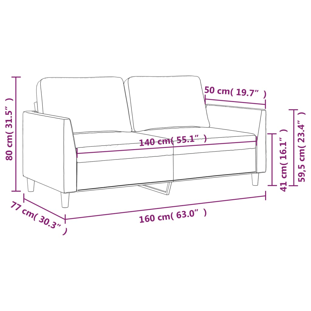 vidaXL 2-osobowa sofa, czarna, 140 cm, sztuczna skóra