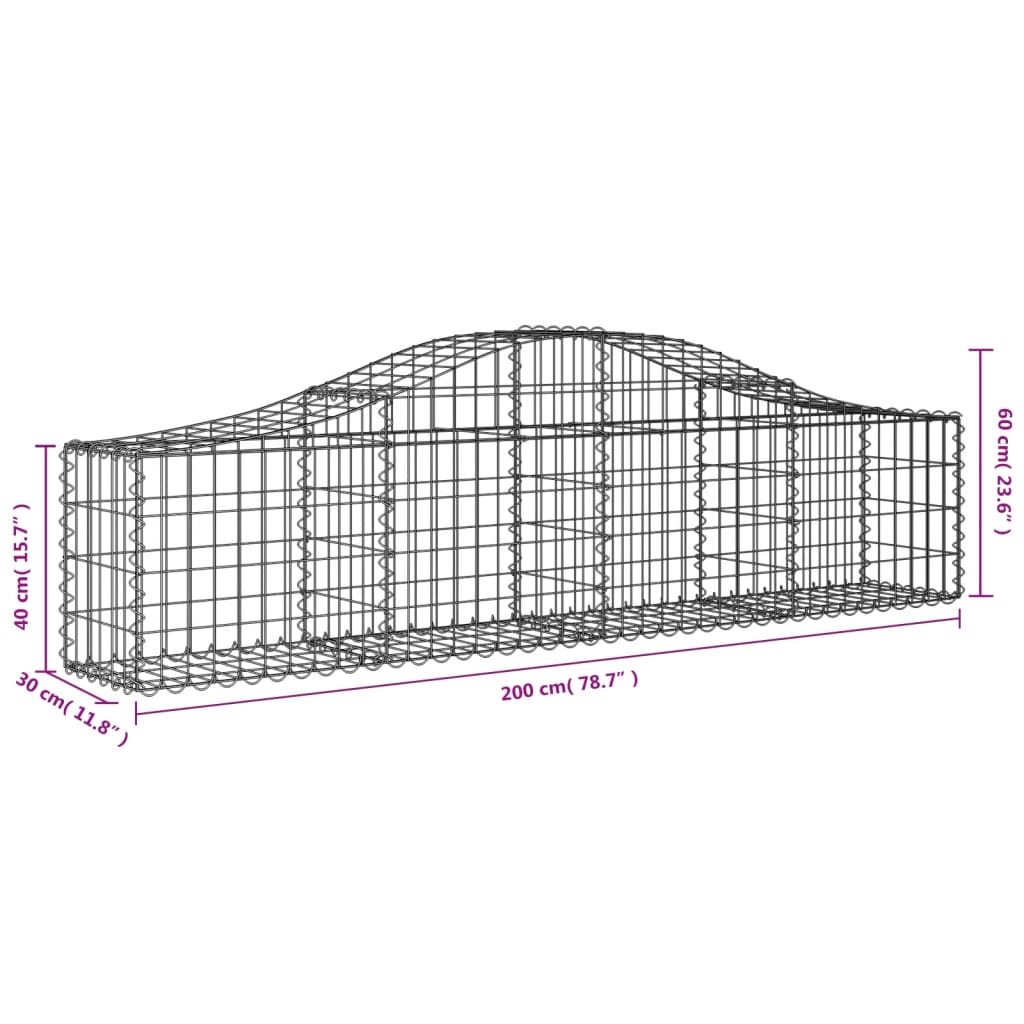 vidaXL Kosze gabionowe, 30 szt, 200x30x40/60 cm, galwanizowane żelazo