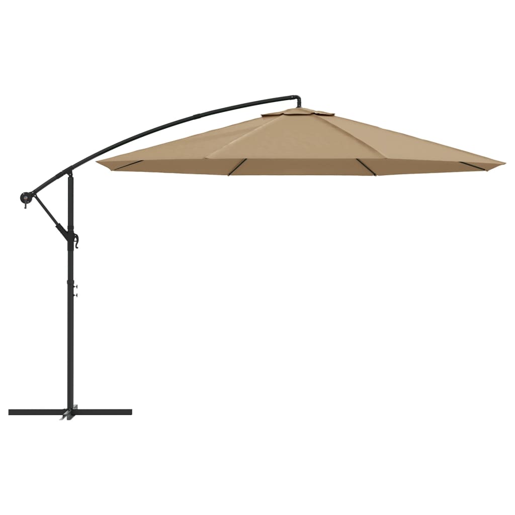 vidaXL Parasol wiszący z aluminiowym słupkiem, 350 cm, taupe