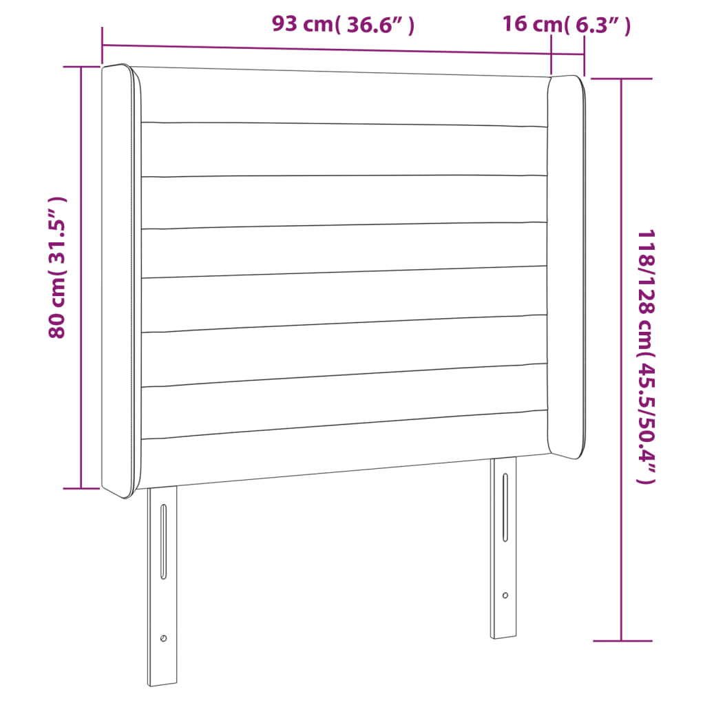 vidaXL Zagłówek do łóżka z LED, jasnoszary, 93x16x118/128 cm, aksamit