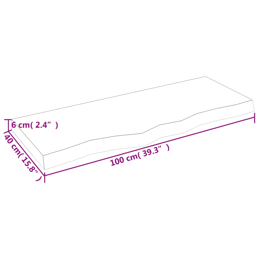 vidaXL Blat do łazienki, 100x40x(2-6) cm, surowe, lite drewno