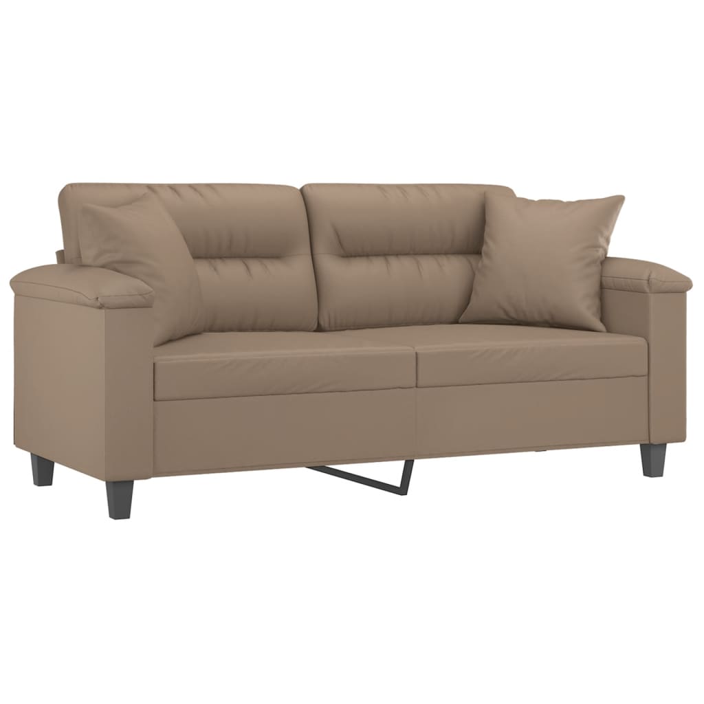 vidaXL 2-osobowa sofa z poduszkami, cappuccino, 140 cm, sztuczna skóra