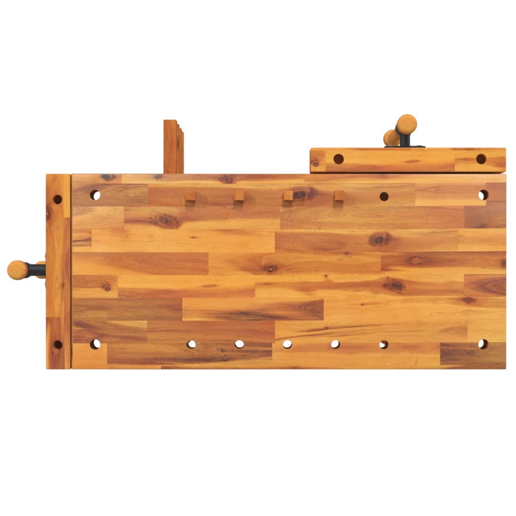 vidaXL Stolik roboczy z i imadłami, 92x48x83 cm, drewno akacjowe