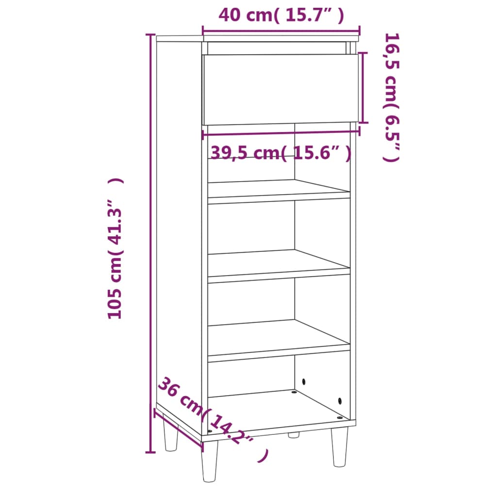 vidaXL Szafka na buty, czarna, 40x36x105 cm, materiał drewnopochodny