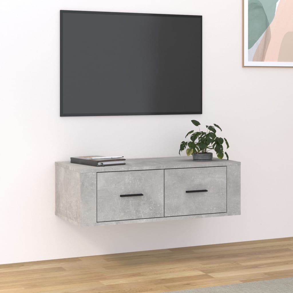 vidaXL Wisząca szafka TV, szarość betonu, 80x36x25 cm