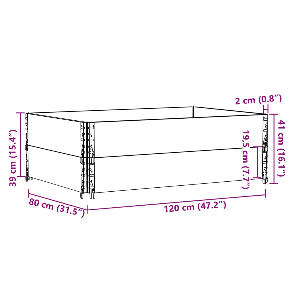 vidaXL Nadstawki paletowe, 2 szt., 120x80 cm, lite drewno sosnowe