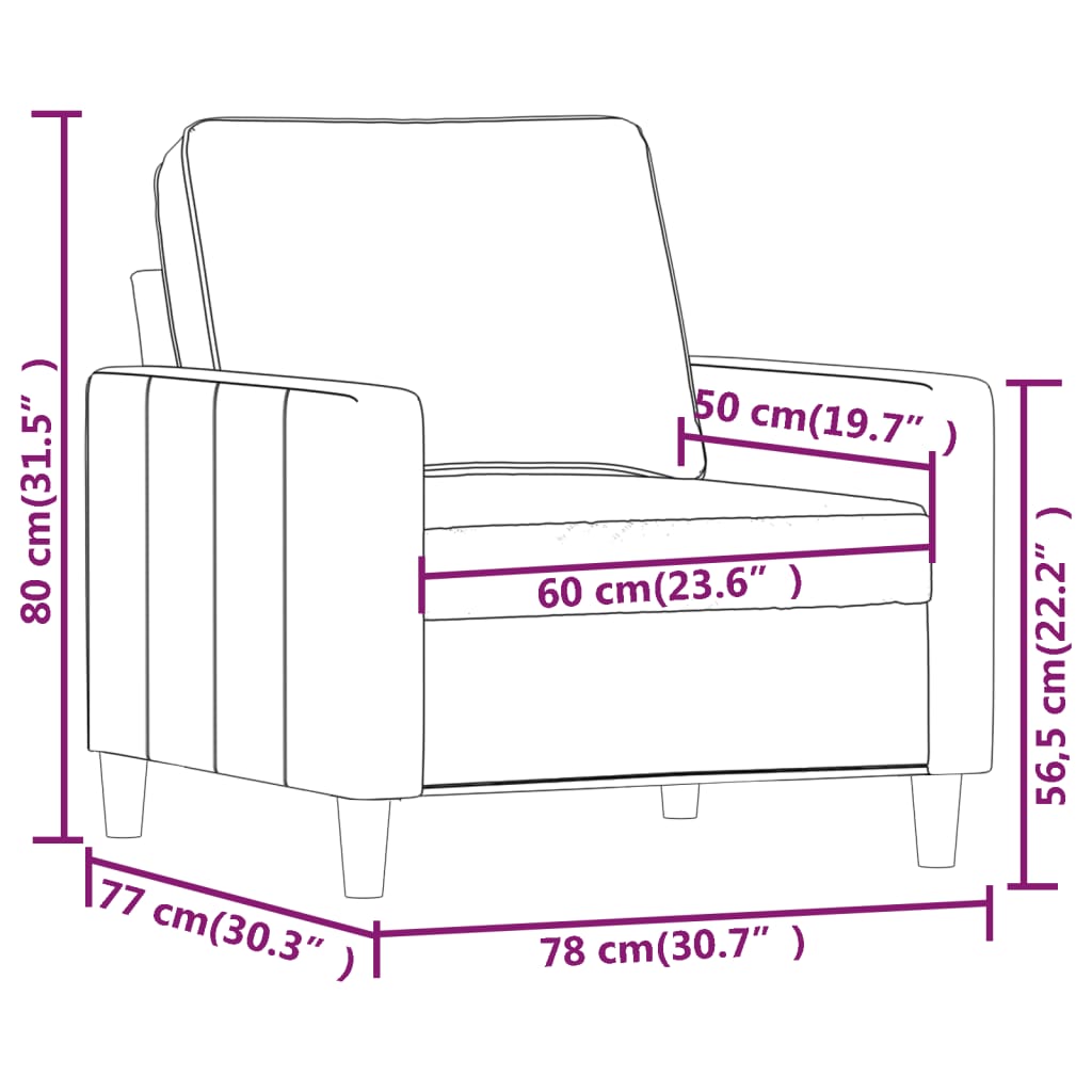 vidaXL Fotel, różowy, 60 cm, obity aksamitem