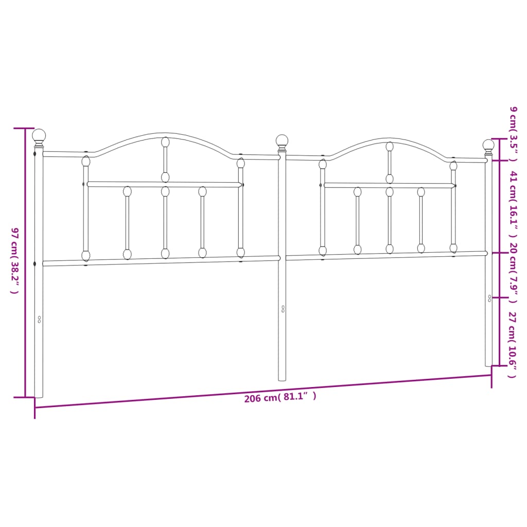 vidaXL Metalowe wezgłowie, białe, 200 cm