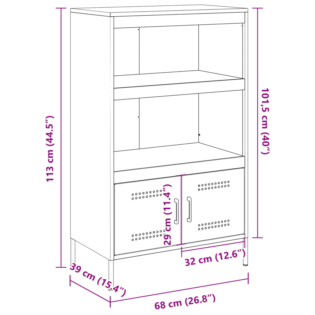 vidaXL Szafka, czarna, 68x39x113 cm, stal