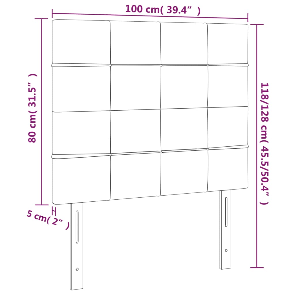 vidaXL Zagłówek do łóżka z LED, różowy, 100x5x118/128 cm, aksamit