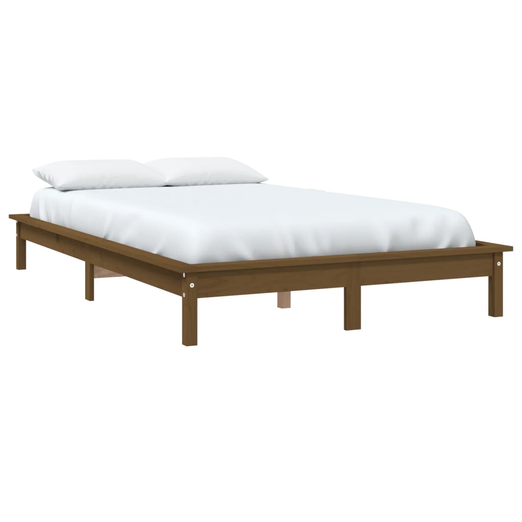 vidaXL Rama łóżka, miodowy brąz, 140x190 cm, lite drewno sosnowe