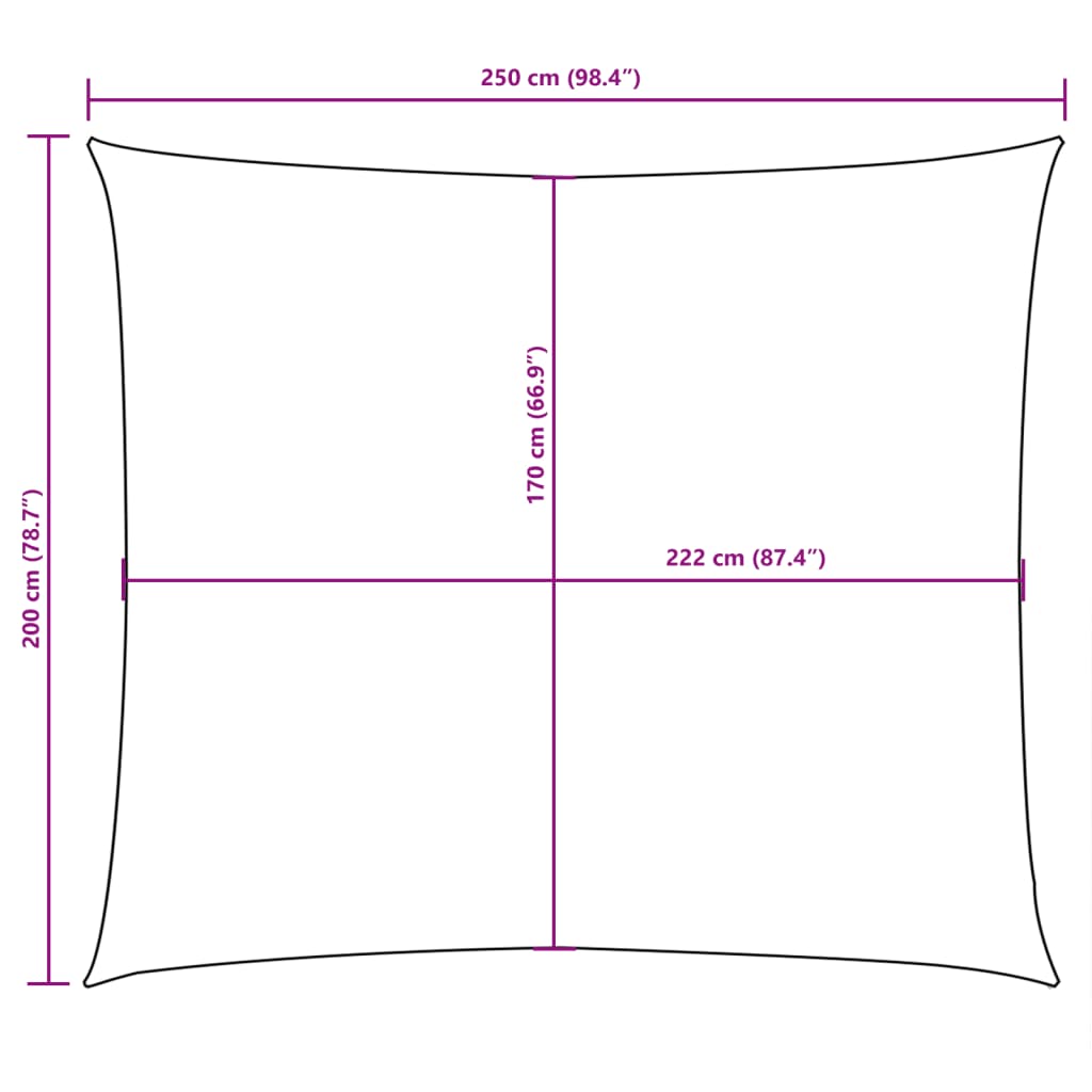 vidaXL Prostokątny żagiel ogrodowy, tkanina Oxford, 2x2,5 m, czarny