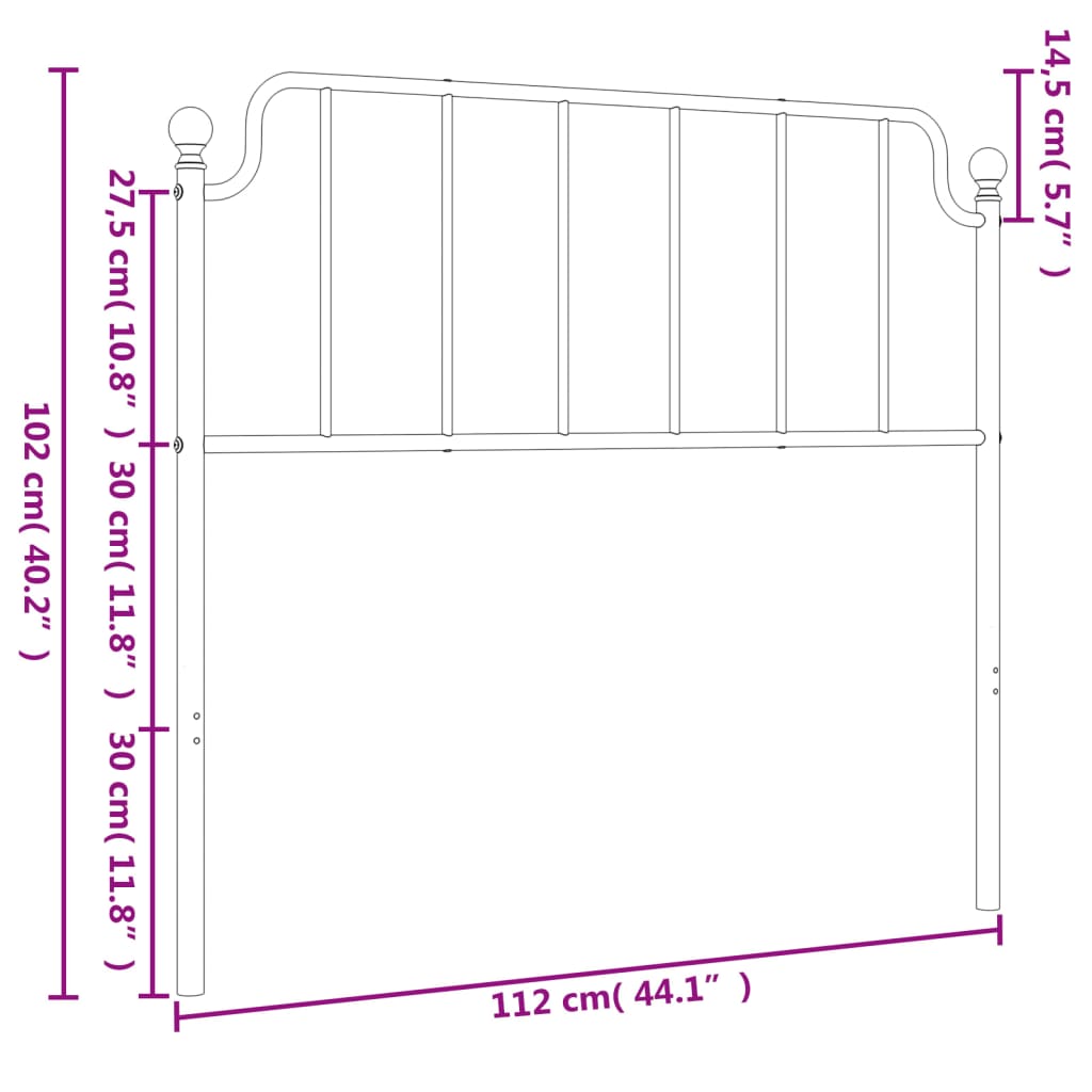 vidaXL Metalowe wezgłowie, białe, 107 cm