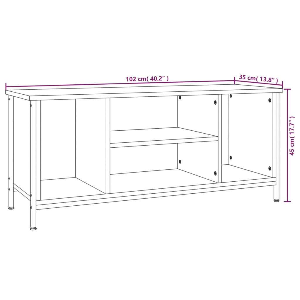 vidaXL Szafka pod TV, dąb sonoma, 102x35x45 cm materiał drewnopochodny