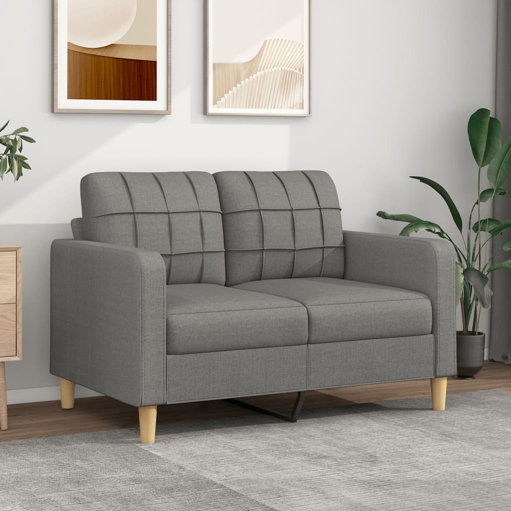 vidaXL Sofa 2-osobowa, ciemnoszara, 120 cm, tapicerowana tkaniną