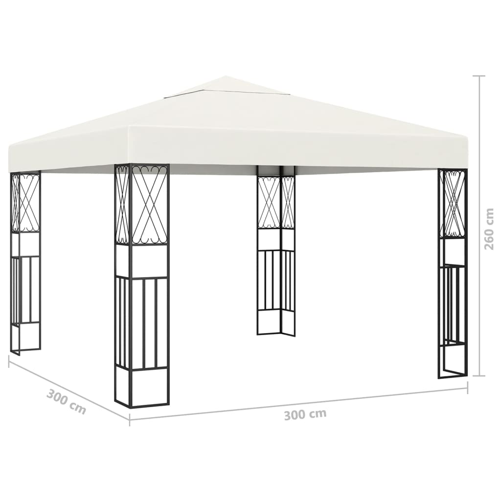 vidaXL Altana ze sznurem lampek LED, 3x3 m, kremowa tkanina